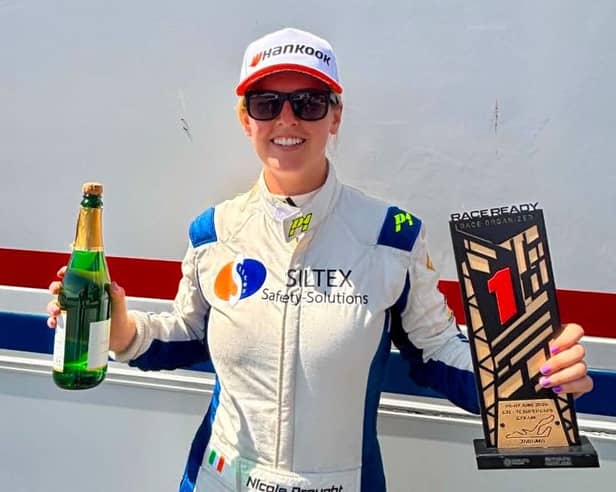 Nicole with the spoils of victory at the last round in Jarama