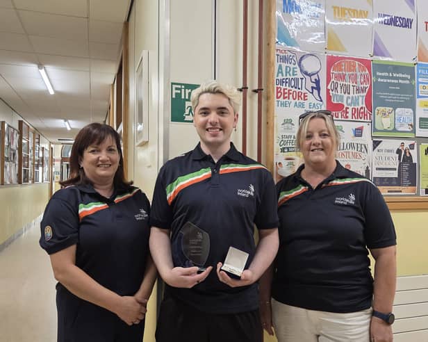 WCFE Worldskills team for Hairdressing: Annette Heffernan Hairdressing Department WCFE, Simon Smith (winner) and Marina Walsh Hairdressing Department WCFE