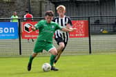 Clonmel Celtic's Keenan Kerton (left) in action against Cahir Park's Leon Caplice during last weekend's Premier League game
