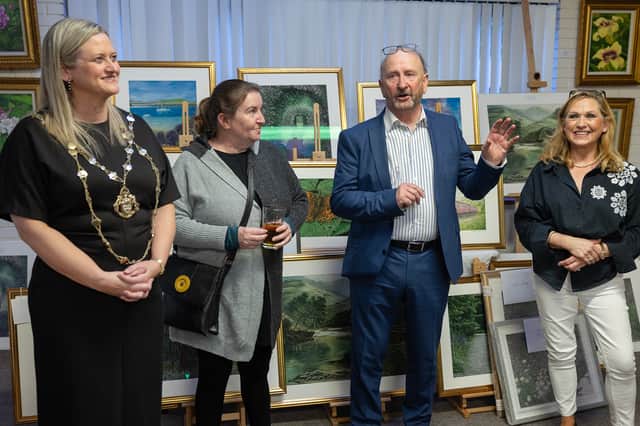 The Mayor of Clonmel, Siobhán Ambrose, who officially opened the exhibition; Paulette O'Donovan, Dermot Dougan and Caroline Dougan