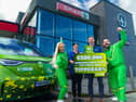 Texaco Spar Service Station, Carrick-on-Suir staff pictured alongside The National Lottery Winnies outside the John Street based service station which  sold the €500,000 EuroMillions Plus top prize on October 9.  Photo Rory Nolan