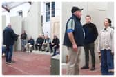 Cast and crew during rehearsals