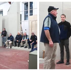 Cast and crew during rehearsals