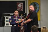 Leadership award being presented to Maeve Slattery by Sparky O’Donnell