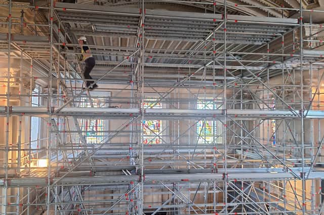 The scaffolding that was in place while the interior of St Mary's Vhurch in Irishtown,Clonmel was being painted.