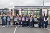 Staff of Bunscoil Na Cathrach on strike last week