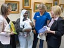 Catríona Crowe (Sláintecare Health Communities), Salamatu Mohammed and baby Julia, Aoife Ryan (Antenatal OPD, TUH, Clonmel), Maggie Dowling (Director of Midwifery, TUH Clonmel)