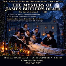 A poster advertising the special mystery tour at Ormond Castle 