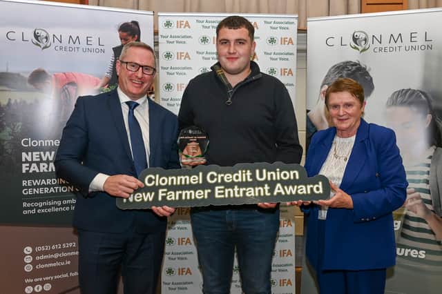 Tom Morrissey, Clonmel, with Michael O’Grady Clonmel Credit Union and Alice Doyle, IFA Deputy President