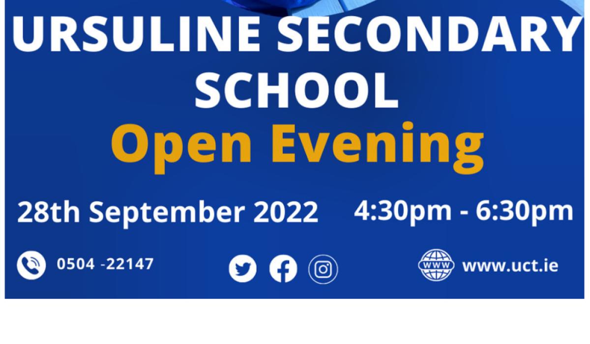 Ursuline Secondary School Open Evening on September 28 2022 from 4.30PM