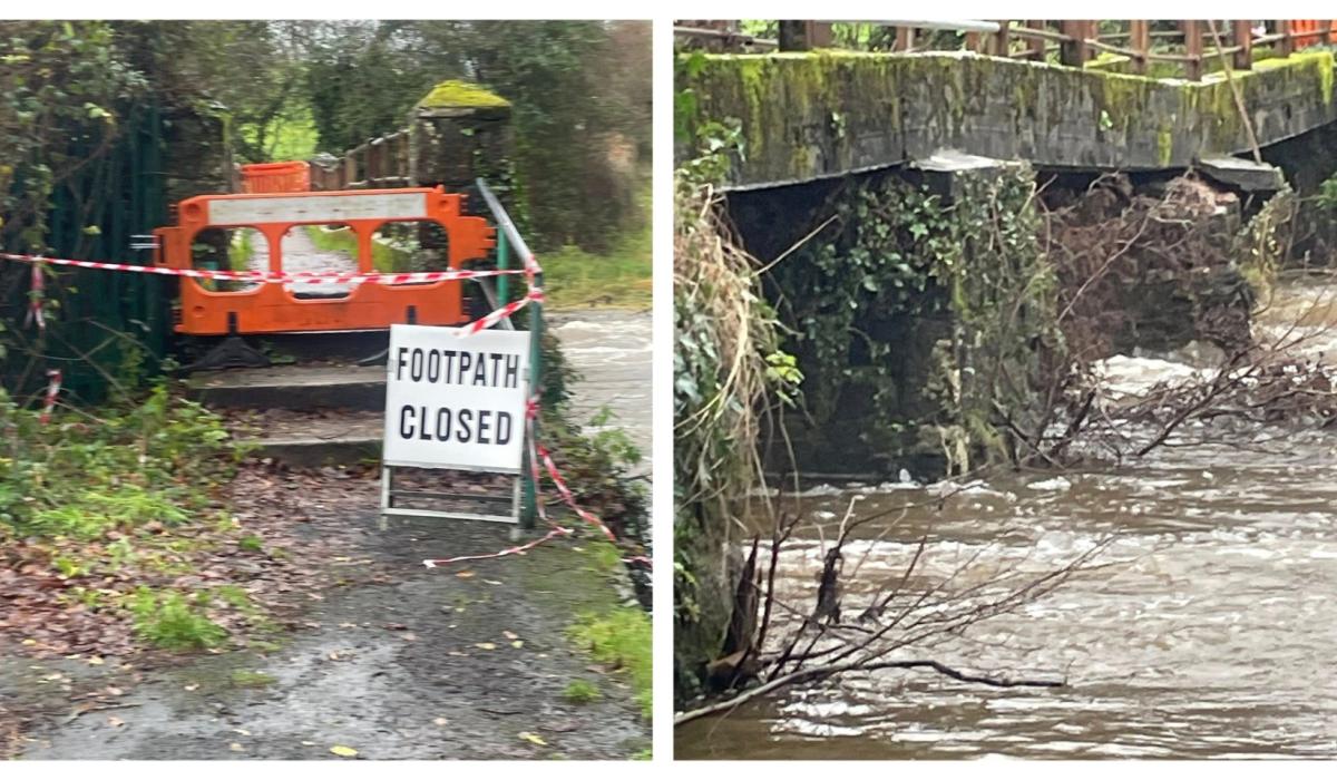 LATEST: Tipperary foot bridge closed due to flooding caused by Storm Bram
