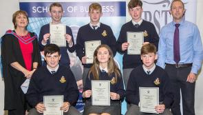 Tipperary students Junior Certificate Business Studies success honoured by Waterford Institute of Technology and Business Studies Teachers Association of Ireland