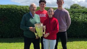 Tipp hurling legend Theo English gets the Liam McCarthy delivered to home for 90th birthday