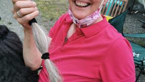 Tipperary artist Gerardine Wisdom has her hair shorn for charity group