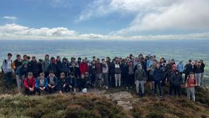TY  students at the CBS Thurles climb the Devil's Bit for Tipp Top Challenge