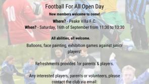 'Football For All' open day at Peake Villa takes place this Saturday!