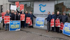 Irish Farmers Association members stage Enough is Enough protest outside Tipperary council offices