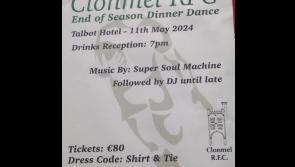 Rugby club in Tipperary has organised end of season dinner dance