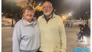 Irish couple celebrating their 40th wedding anniversary attend Pope Francis' wake
