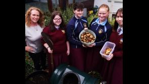 Students at St Mary's Newport show off their growing sustainability skills