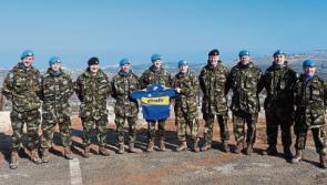 Tipperary soldiers fly the blue and gold colours proudly during generals' visit to Lebanon
