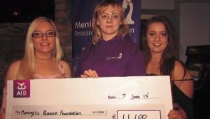 Cahir remembers Gráinne at Mayhem for Meningitis cheque presentation