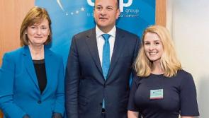 Erasmus student Emma O'Connell from Tipperary town meets Taoiseach & Deirdre Clune