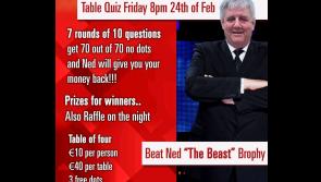 Monster table quiz in Clonmel this Friday night - Money back if you slay the beast