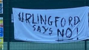 'Urlingford Says No!' banner erected during  protests in town on Tipperary/Kilkenny border 