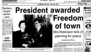 Yesteryears: Freedom of Clonmel for President Robinson; seven cars broken into