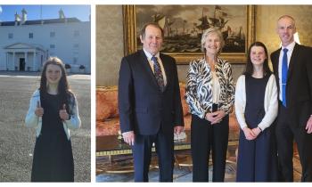 PICTURES: Tipperary teen autism activist Cara Darmody meets President Connolly at &Aacute;ras 