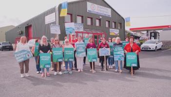 Fórsa members in Thurles protest  outside the constituency office