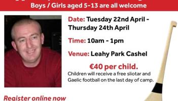 Bookings now open for the Tipperary GAA Easter Camp in memory of Timmy Moloney