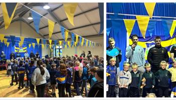 IN PICTURES: All-Ireland hurling stars visit Portroe National School to meet young pupils