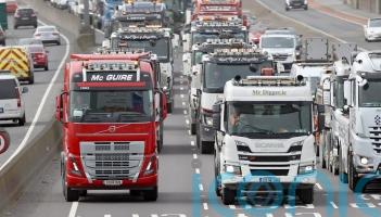 Lorries and tractors converge in Dublin to protest against fuel prices