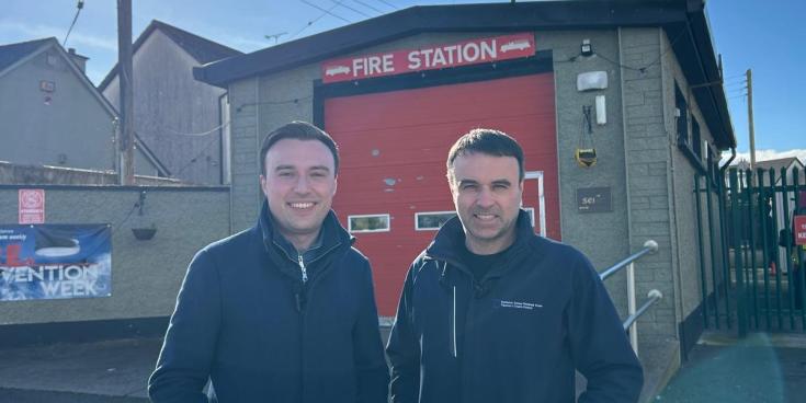 Photo attached of Deputy Ryan O&rsquo;Meara and Cllr JP O&rsquo;Meara outside the current fire station in Borrisokane.