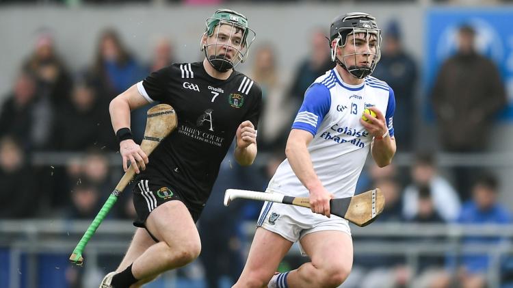  Eoin O'Connor of St Flannan's College Ennis in action against Emmett Jones of Nenagh CBS during the Dr Harty Cup final  Photo by John Sheridan/Sportsfile