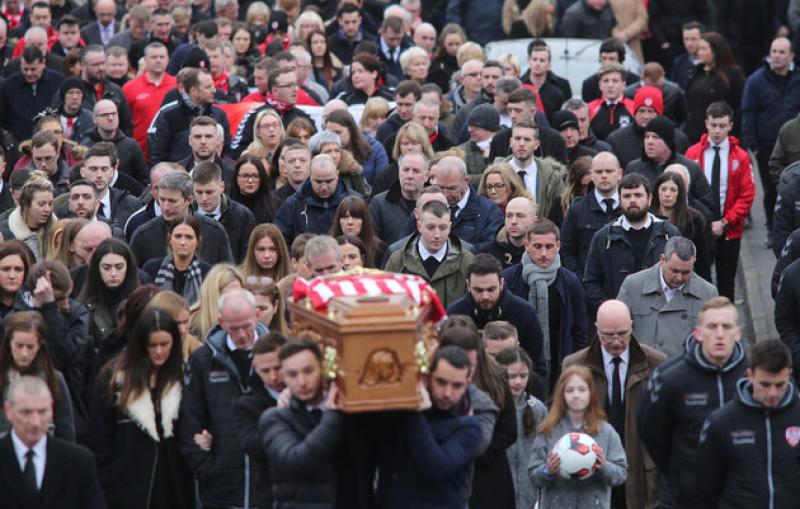 Finn Harps players take part in funeral of Ryan McBride