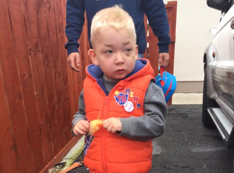 Peter McKay from Coolgarrane, Thurles makes his way to his first day of preschool