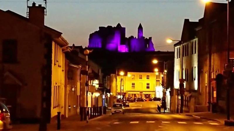 The Rock of Cashel went purple for Huntington’s Disease awareness