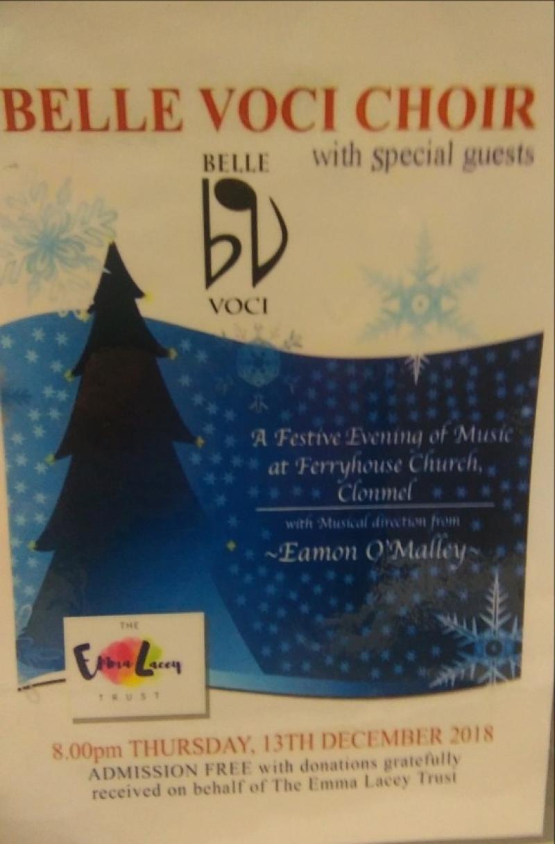 Belle Voci choir and  special guests to stage candlelit Christmas concert in Clonmel