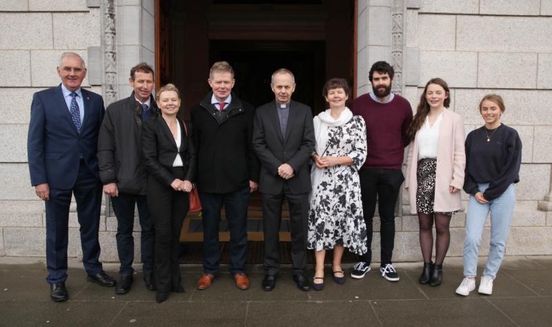 Bishop Martin Hayes (centre) pictured with members of his family, will represent Irish bishops at the COP26 seminar in Scotland