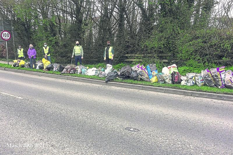Roscrea Tidy Towns collect a ton of disposed refuse 