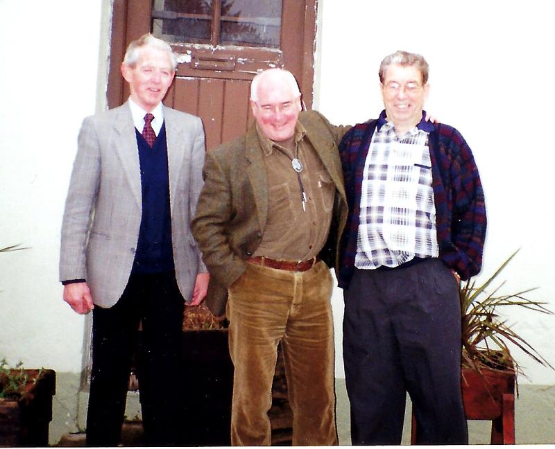 Author David Rice (centre) with  Christy O'Dwyer and  Michael Ryan-Lacken at the barracks door