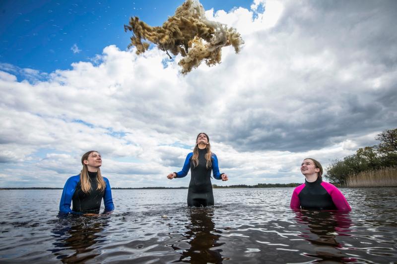 Megan Carroll and Chloe Murphy and Abby Mullins from Moate Community School in Co. Westmeath who were overall group winners from BT Young Scientist and Technology