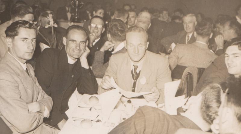 John O'Grady, Rev. JJ O'Brien, Christy Ring, Vincent Twomey, Anthony O'Shaughnessy pictured in Belfast in 1953