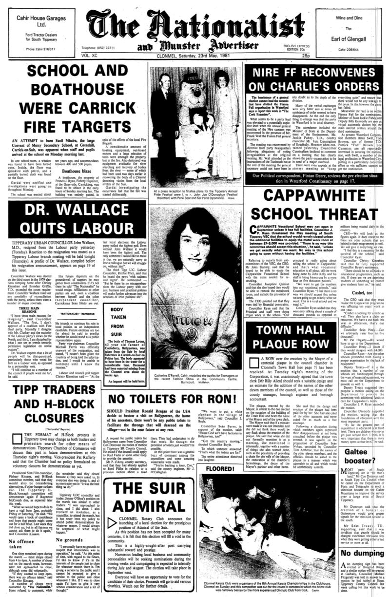 A night in 1981 when an attempt made to burn down a Tipperary school