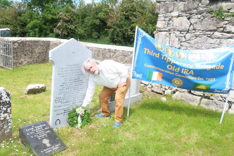 Laying  a wreath at the Clancy brothers grave was Kevin O'Reilly