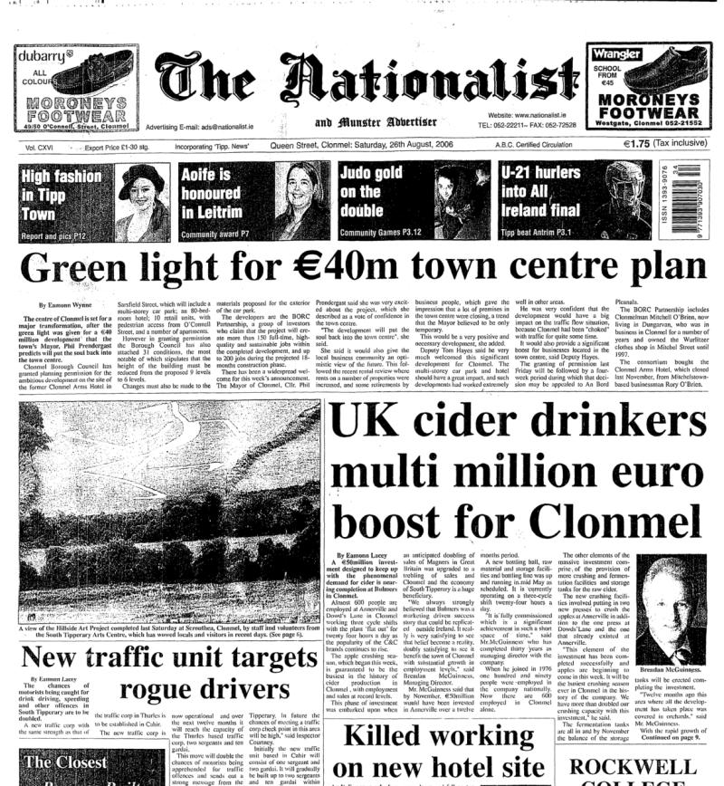 YESTERYEARS 2006: “UK cider drinkers multi million euro boost for Clonmel.”