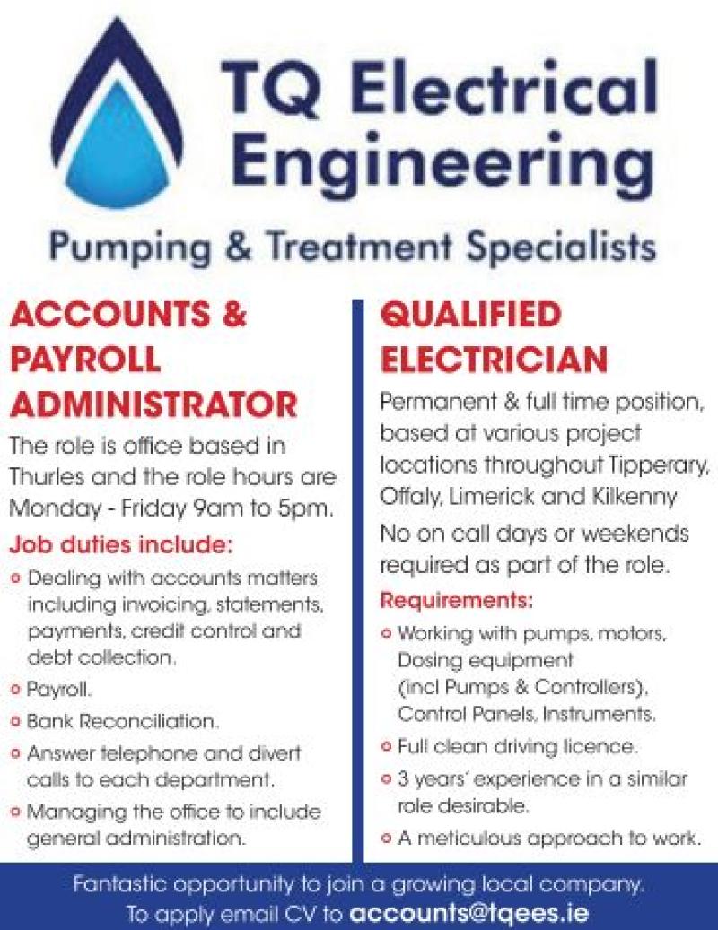 TQ Electrical Thurles are hiring now!